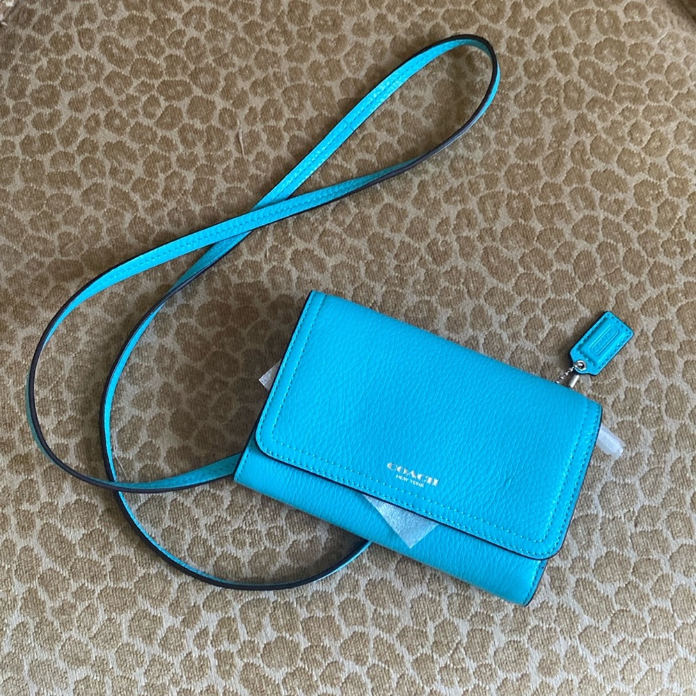 Coach small crossbody purse, brand new! Turquoise blue